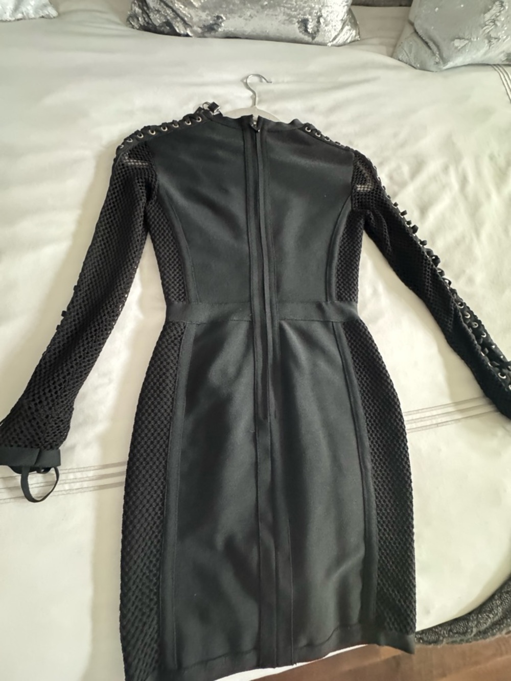 Herve Leger Black Lace-Up Long Sleeve Mini Dress - Picture 5 of 5
